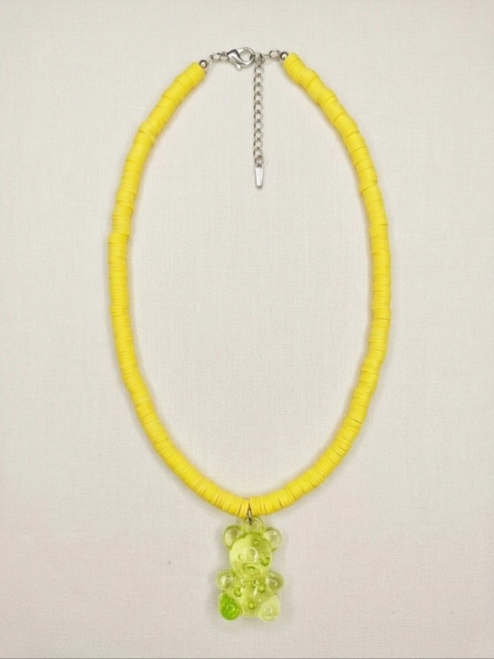 Yellow Beaded Pendant Necklace